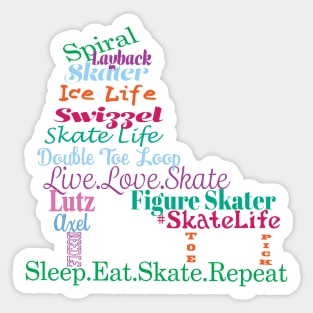 Colorful Figure Skate Words Design Sticker